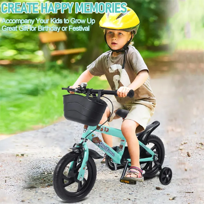 Photo 1 of ***the photo is only to the reference, its not exactly**Eotvia Kids Bike with Training Wheels, 12 inch Bike with Basket, Kids Bicycle with Seat/Handlebar, Children Bike Bicycle for Kids Boys Girls 3-5,Green