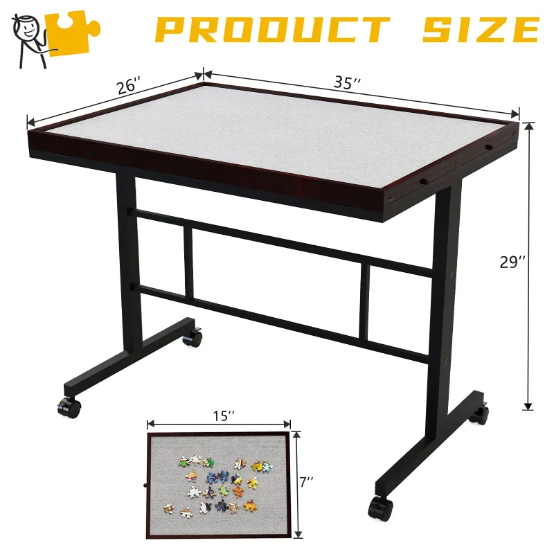 Photo 1 of ***(USED SLIGHT WOOD SPLIT ON CORNER EDGIG -SELLING AS IS ONLY -SOME SCUFFS/SCRATCHES***
Jigsaw Puzzle Table 1500 Pieces with Drawer and Legs, Five Tilt Angle Adjustable, Portable Puzzle Table for Adults with Protective Cover