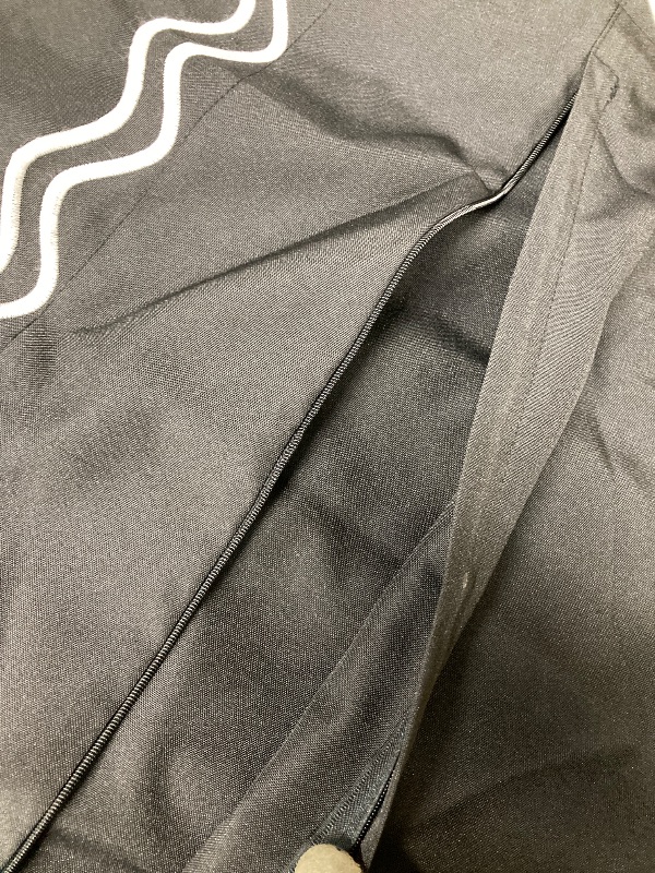 Photo 1 of ***DAMAGE, BROKEN ZIPPER REPAIR NEEDED)*** SELLING AS IS *** 
JOJOGOGO Black and White Scalloped Outdoor Lumbar Pillow Covers 12x20 Waterproof & Sunproof Set of 2, Black Outdoor Pillows Embroidered Decorative Throw Pillows for Couch Porch and Patio Furnit