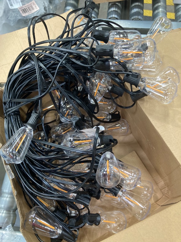 Photo 1 of ***(MISSING POWER CORD -SELLING AS IS)*** 
Airxon 25 FT Outdoor String Lights with 13 Shatterproof Waterproof LED Edison Bulbs Connectable Hanging Patio Lights for Balcony Porch Bistro Garden Decor