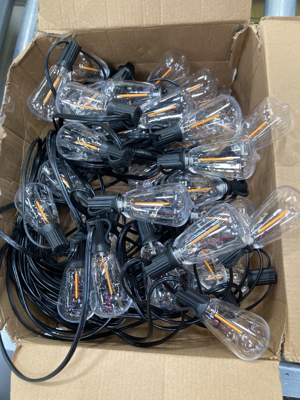 Photo 1 of ***(MISSING POWER CORD -SELLING AS IS)*** 
Airxon 25 FT Outdoor String Lights with 13 Shatterproof Waterproof LED Edison Bulbs Connectable Hanging Patio Lights for Balcony Porch Bistro Garden Decor