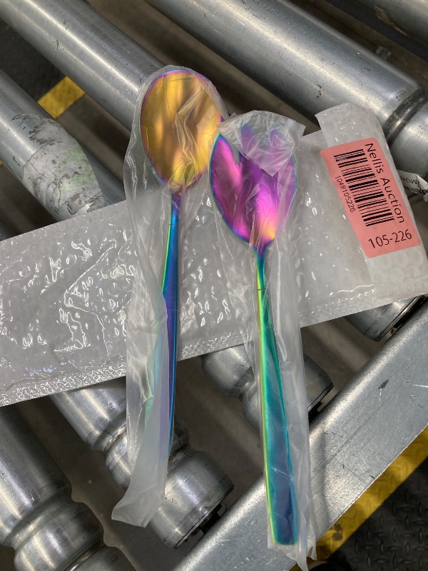 Photo 1 of ***(MISSING PIECES- THIS IS 2 PIECE SET ONLY)***
Evanda Rainbow Salad Server Set 2 Pieces, Titanium Rainbow Plating Stainless Steel Salad Serving Set, Salad Spoon, Salad Servers, Salad Fork, Dishwasher Safe