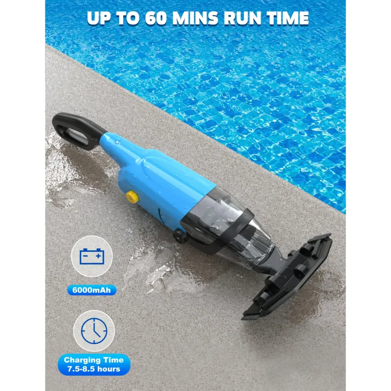 Photo 1 of Efurden Cordless Pool Vacuum, Handheld Pool Vacuum with Running Time up to 60-Minutes for Above Ground Pools, Spas and Hot Tubs, Blue