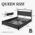 Photo 1 of **MISSING PARTS***Fluest Queen Bed Frame with 2-Tier Headboard,Metal Support,USB Port & LED Light, 4 Storage Drawers, Grey