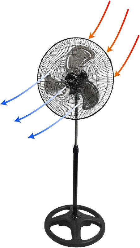Photo 1 of  Industrial Heavy Duty Pedestal Oscillating Metal Stand Fan, Black