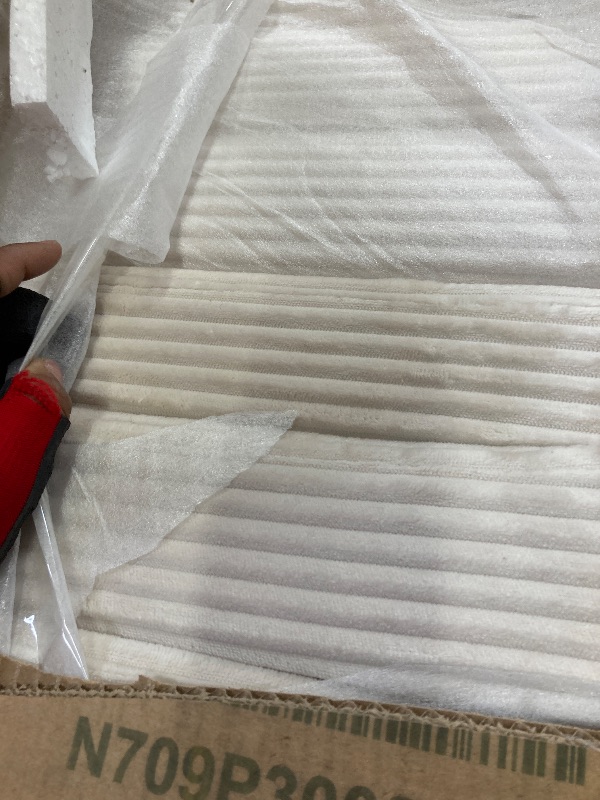 Photo 1 of ***(BOX 2 OF 2-MISSING BOX #1-SELLING AS IS -PARTS ONLY)*** 
Bellemave Kids Full Size Bed Frame with LED Light Strips, Upholstered House Bed for Kids, Wood Full Size Floor Bed with Slats, No Box Spring Needed, Beige