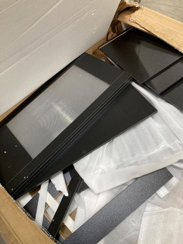 Photo 1 of ***(PARTS ONLY - SELLING AS PARTS ONLY)*** 
Pamapic Makeup Vanity with Crystal Knobs, Glass Top Vanity Desk with Mirror and Lights, Power Outlet, Drawers and Cabinet, 3 Lighting Color Adjustable Dressing Table, Upgraded Silent Slides, Black