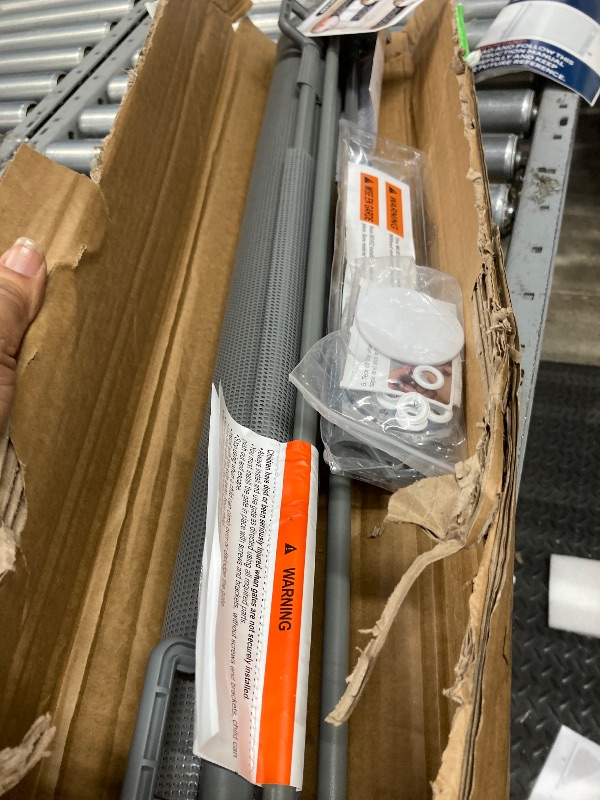 Photo 1 of **USED**Cumbor 55" Wide Retractable Baby Gates for Stairs, Mom's Choice Award - Mesh Dog Gate for Doorways, Pet Safety Essential Fit for Baseboards, Wide Toddlers Gates for Hallways, Indoor & Outdoor, White