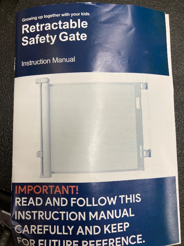 Photo 1 of **USED**Cumbor 55" Wide Retractable Baby Gates for Stairs, Mom's Choice Award - Mesh Dog Gate for Doorways, Pet Safety Essential Fit for Baseboards, Wide Toddlers Gates for Hallways, Indoor & Outdoor, White