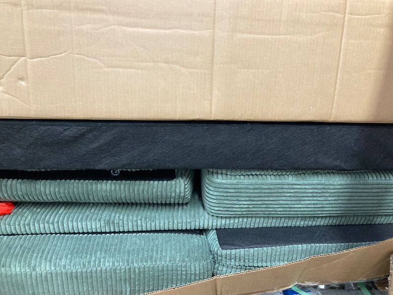 Photo 1 of **USED*8Corduroy Sofa Couch for Living Room, Neche Modern Loveseat, Durable Wooden Frame & Legs, Green**MISSING PARTS:
