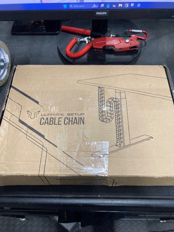 Photo 1 of Under Desk Cable Management vertebrae – Perfect for sit Stand Desk Cable Management - Wire Management - Adjustable Length - Flexible Cable Spine - Chain Raceway Cable Management (White)