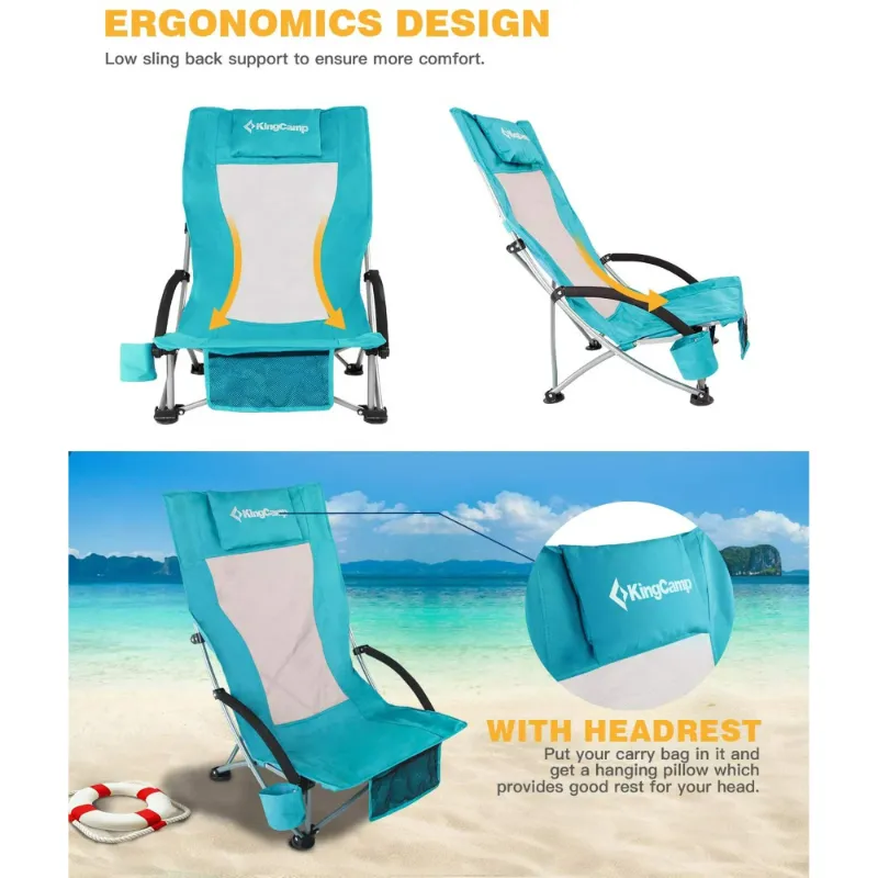 Photo 1 of ****one chair only*****
KingCamp  Beach Chair High Back Folding Backpack Chairs for Beach, Camping, Fishing & Outdoor Sports, Support 33LBS - Cyan