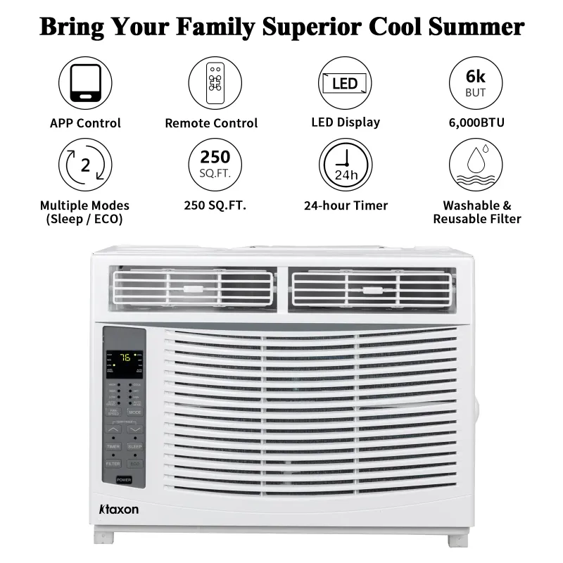 Photo 1 of * PARTS ONLY** Ktaxon WiFi Wnabled 6000BTU Window Air Conditioner With Remote, White
