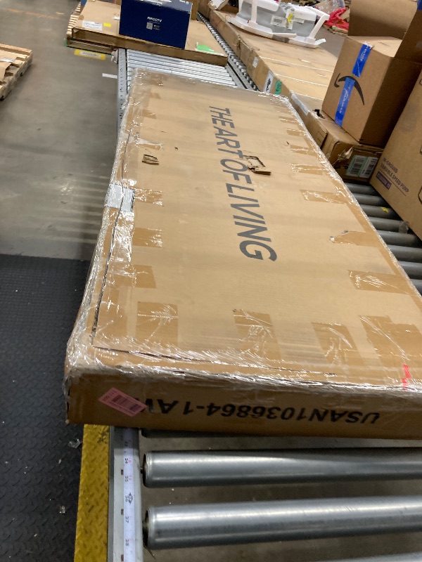 Photo 1 of ** looks lighter in person ** Allewie Full Bed Frame, Metal Platform Bed Frame with Wooden Headboard, 12.4" Under-Bed Storage, light brown 
