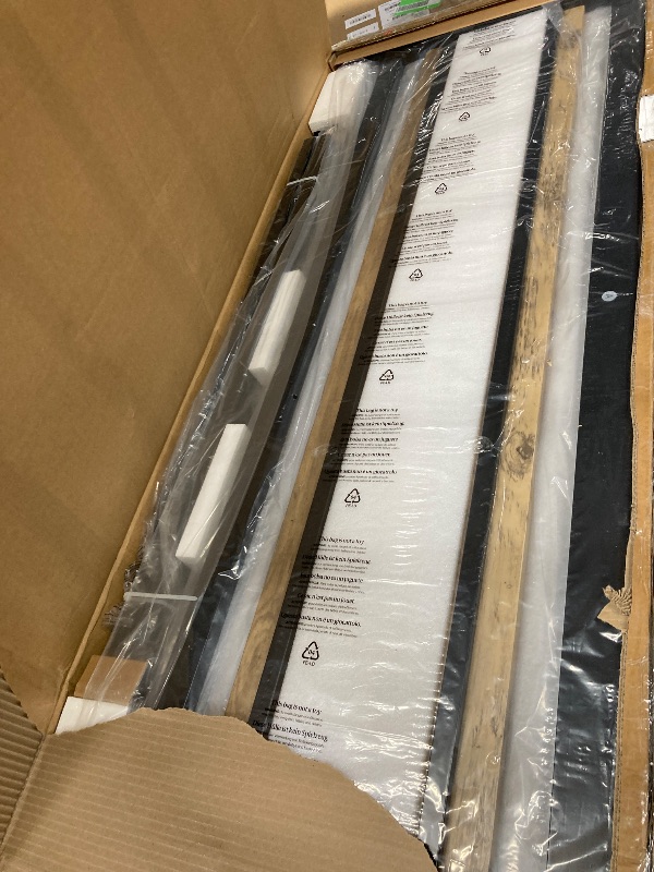 Photo 1 of ** looks lighter in person ** Allewie Full Bed Frame, Metal Platform Bed Frame with Wooden Headboard, 12.4" Under-Bed Storage, light brown 
