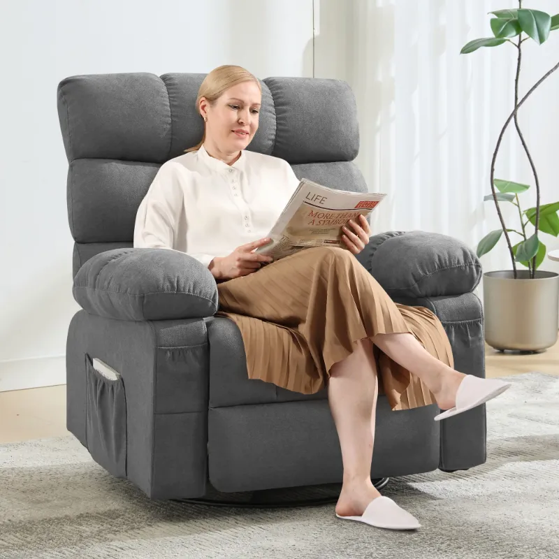 Photo 1 of ***(PARTS ONLY - SELLING AS IS - MISSING PARTS)***
JONPONY Swivel Rocker Recliner Chair, Ergonomic Lounge Chair for Living Room,Small Spaces with Rocking Function,360° Swivel,Side Pocket,Gray