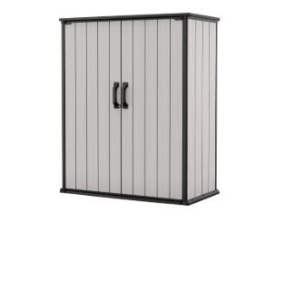 Photo 1 of  partial set  Keter Premier Tall Vertical Durable Resin Outdoor Storage Shed With Floor and Locking Double Doors, Grey