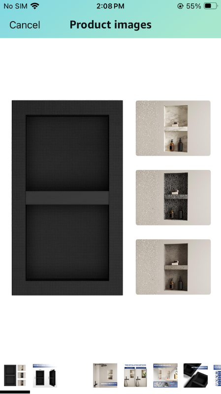 Photo 1 of 16" x 28" Shower Niche Insert, Black, Modern, 2-Shelf, Wall-Mounted, Tile Ready, Waterproof, Lightweight, Space Saving, Adjustable