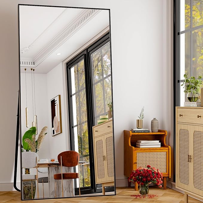 Photo 1 of 
**The photo and description is only to the reference**FENNIO 71" x 32" Large Wall Mounted Mirror with LED Lights, Oval Full Length LED Lighted Full Body Dressing Mirror for Bedroom, Salon, Brushed Aluminum Frame, Tempered Glass