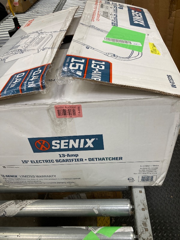 Photo 1 of **MISSING HARDWARE TO ATTACH HANDLE**SENIX 13 Amp 15-Inch Electric Dethatcher and Scarifier with Collection Bag MPN: SCE13-M