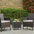 Photo 1 of  PARTIAL SET  Lacoo 3 Pieces Outdoor Patio Furniture PE Rattan Wicker Table and Chairs Set Bar Set with Cushioned Tempered Glass, Brown/Beige, 2