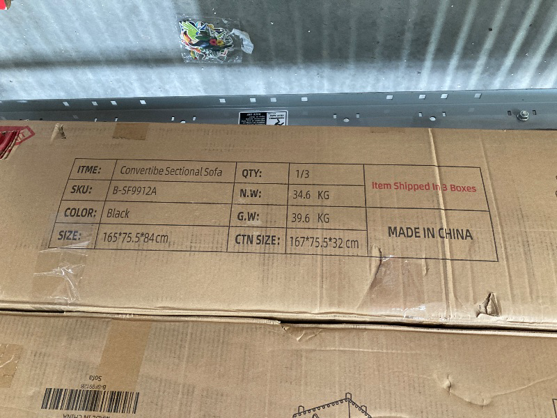 Photo 1 of **Missing Box 3, I think is the chair missing***FONTOI Leather Sectional Couch Sofa, Modern Nail-Head Design L Shaped Sectional Sofa for Living Room, 4 Seat L Couch with Cup Holder for Bedroom, Black ZA