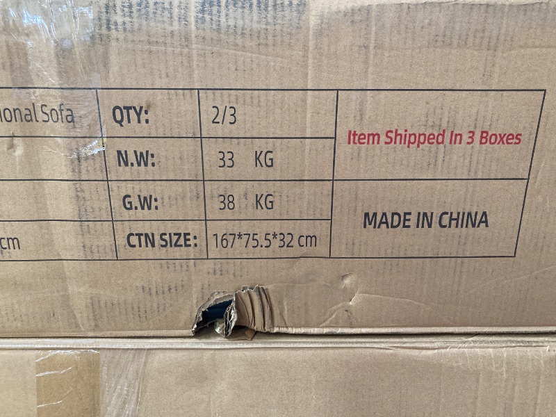 Photo 1 of **Missing Box 3, I think is the chair missing***FONTOI Leather Sectional Couch Sofa, Modern Nail-Head Design L Shaped Sectional Sofa for Living Room, 4 Seat L Couch with Cup Holder for Bedroom, Black ZA