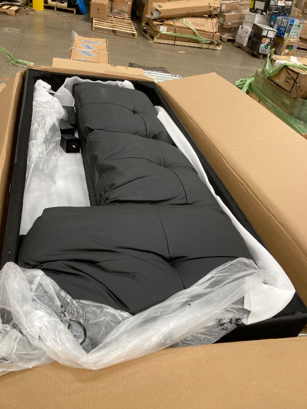 Photo 1 of **Missing Box 3, I think is the chair missing***FONTOI Leather Sectional Couch Sofa, Modern Nail-Head Design L Shaped Sectional Sofa for Living Room, 4 Seat L Couch with Cup Holder for Bedroom, Black ZA