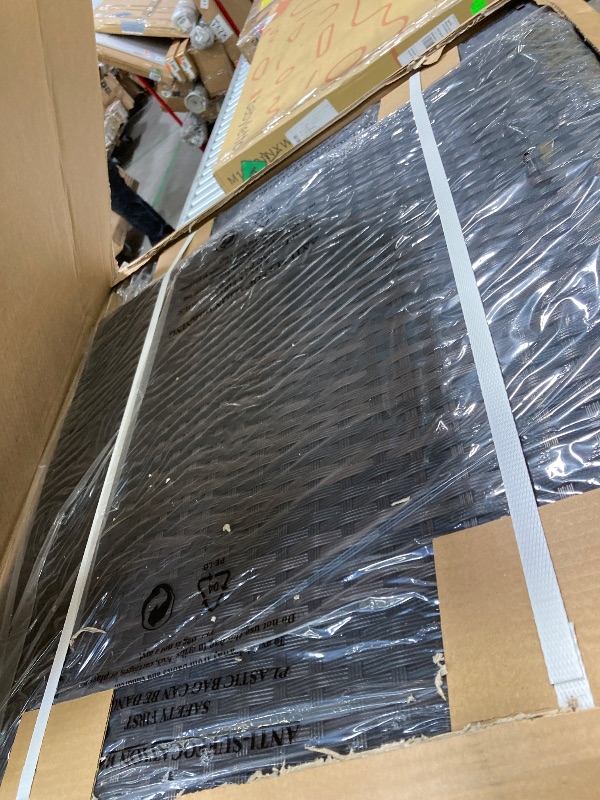 Photo 1 of ***BOX 2 OF 2 - PARTS ONLY -SELLING AS IS MISSING BOX 1 OF 2 *** Piece Outdoor Patio Furniture Set with Coffee Table, Rattan Deck Conversation Sofa Set, All-Weather Sectional Rattan Sofa with Glass Top Coffee Table, Garden, Porch, Poolside, Brown + Beige