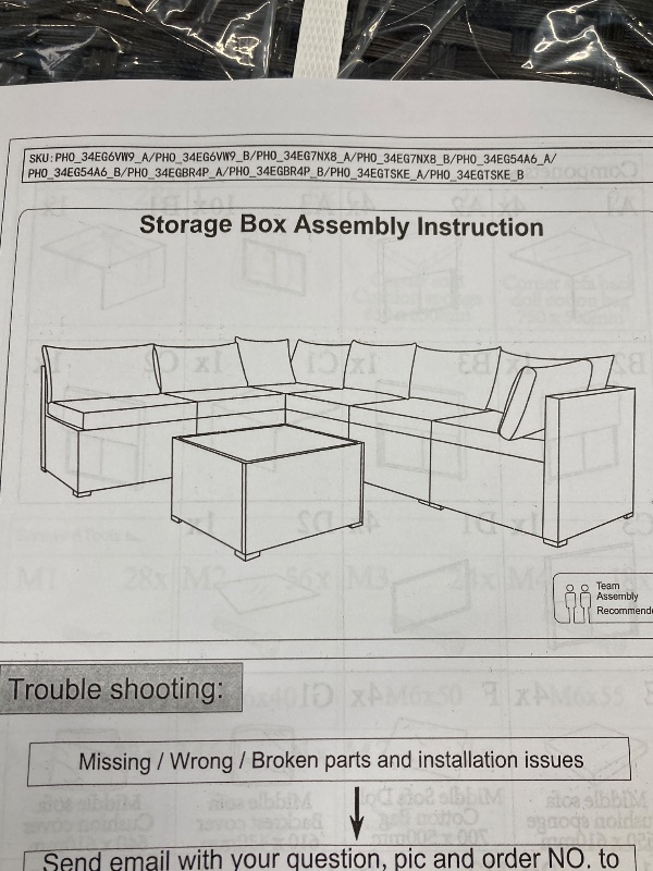 Photo 1 of ***BOX 2 OF 2 - PARTS ONLY -SELLING AS IS MISSING BOX 1 OF 2 *** Piece Outdoor Patio Furniture Set with Coffee Table, Rattan Deck Conversation Sofa Set, All-Weather Sectional Rattan Sofa with Glass Top Coffee Table, Garden, Porch, Poolside, Brown + Beige