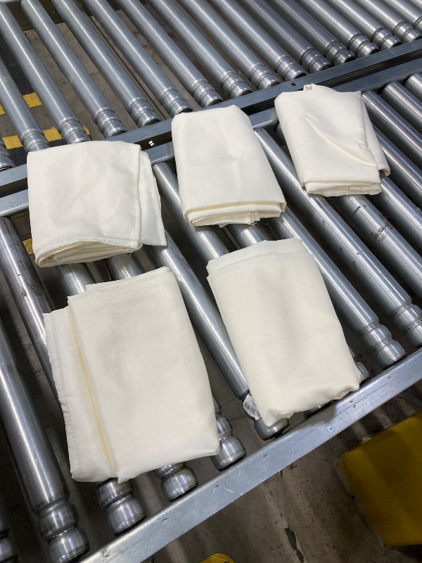 Photo 1 of ***(MISSING ONE -OPEN BOX 5 Pack ONLY)*** Fitable 5 Pack Square Tablecloths - 70 x 70 Inches - Stain Resistant and Reusable Table Clothes, Ivory Polyester Fabric Table Covers for Dining, Card Tables, Coffee Tables