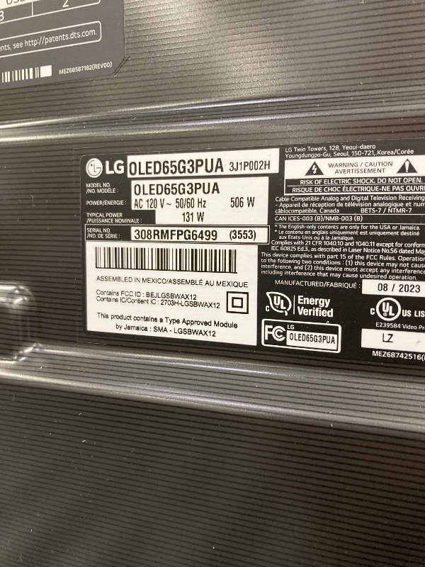 Photo 1 of ***PARTS ONLY - SCREEN DAMAGES, NO REMOTE *** 
LG G3 Series 65-Inch Class OLED evo 4K Processor Smart Flat Screen TV for Gaming with Magic Remote AI-Powered Gallery Edition OLED65G3PUA, 2023 with Alexa Built-in   