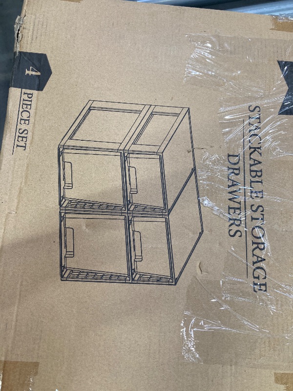 Photo 1 of **The photo is only to the reference, please see the second photo**Vtopmart 4 Pack Clear Stackable Storage Drawers,Easy to Assemble Bathroom Organizers and Storage with handles,Plastic Drawers for Kitchen Pantry,Cabinet,Under Sink Organization