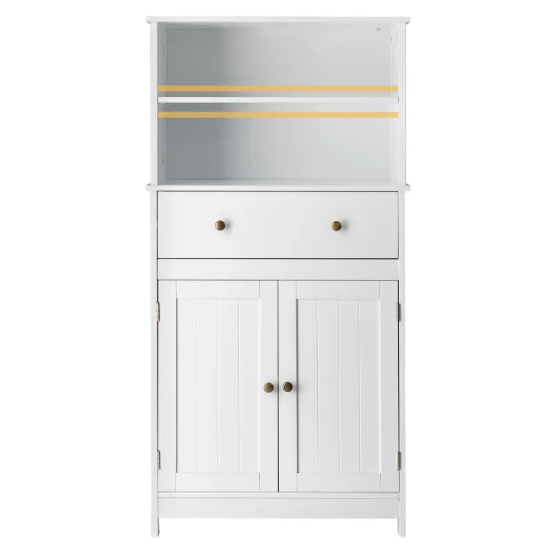 Photo 1 of  Freestanding Bathroom Floor Cabinet with Large Drawer, 2 Doors & Adjustable Shelves for Kitchen Living Room, White