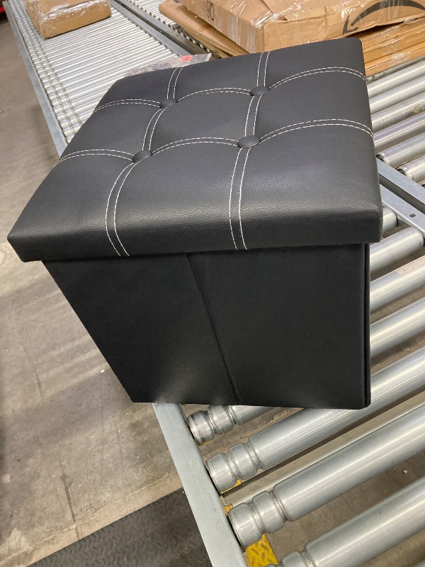 Photo 1 of **please see the second photo**Soyota Folding Leather Padded Storage Ottoman, Black
