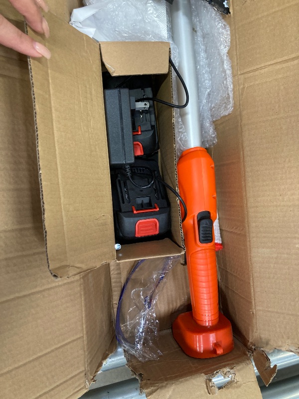 Photo 1 of 2 in 1 Cordless 6 inch Pole Saw & Mini Chainsaw with 2 Battery, Power Electric Polesaw for Tree Trimming, Chain Saw with Extension Pole, Limb Branch Cutter Pruner
