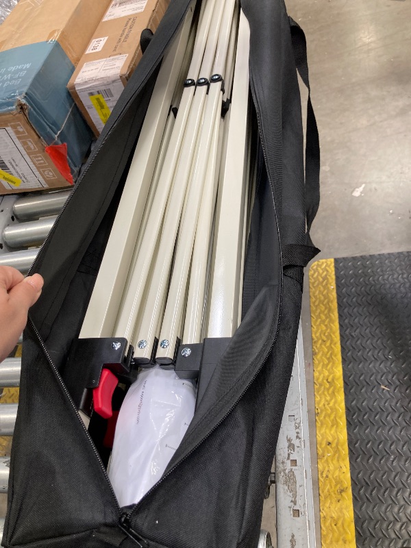 Photo 1 of ****It does not have a canvas
 GVDV 10 Ft X 10 Ft Easy Pop up Outdoor Canopy Tent Straight Legs Instant Canopy for Outside with Carrying Bag White
