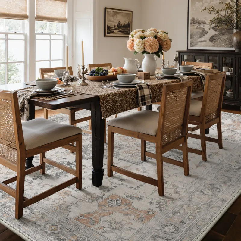 Photo 1 of  Rugs for Living Room, Non Slip Machine Washable Retro Rugs, Ultra-thin Print Rug for Bedroom, Dining Room, Home Office.