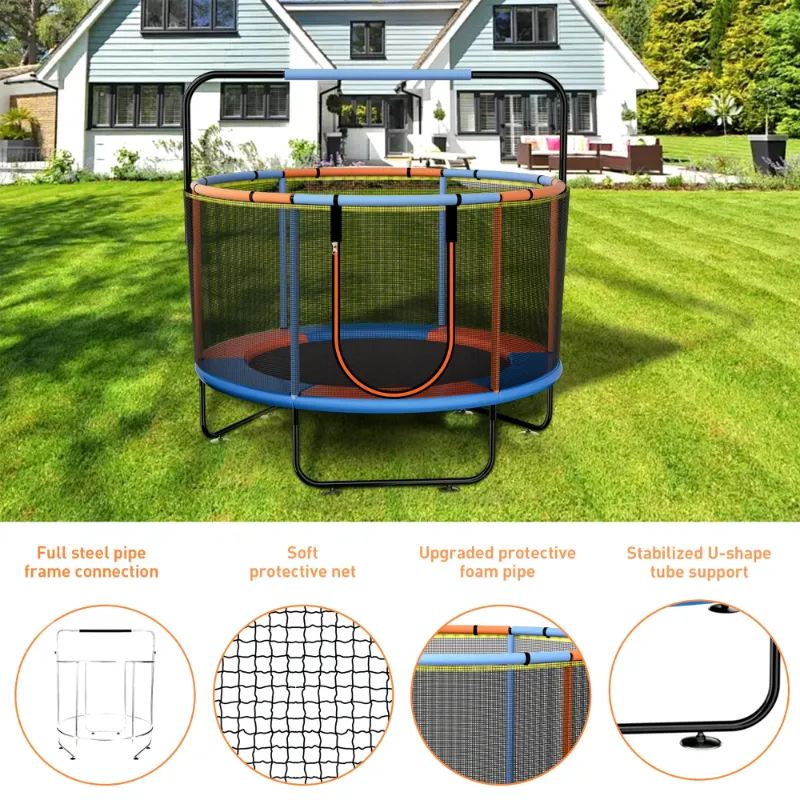 Photo 1 of 
Hero image 2 of Skyhot 55" Indoor Outdoor Mini Round Trampoline for Kids with Enclosure Net and Basketball Hoop, 2 of 8





Best seller
Visit the Skyhot Store
Skyhot 55" Indoor Outdoor Mini Round Trampoline for Kids with Enclosure Net and Basketball Hoo