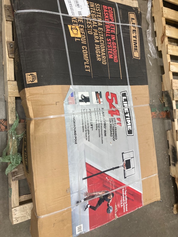 Photo 1 of    FACTORY SEALING
Lifetime Height Adjustable In Ground Basketball System, 54 Inch Shatterproof Backboard