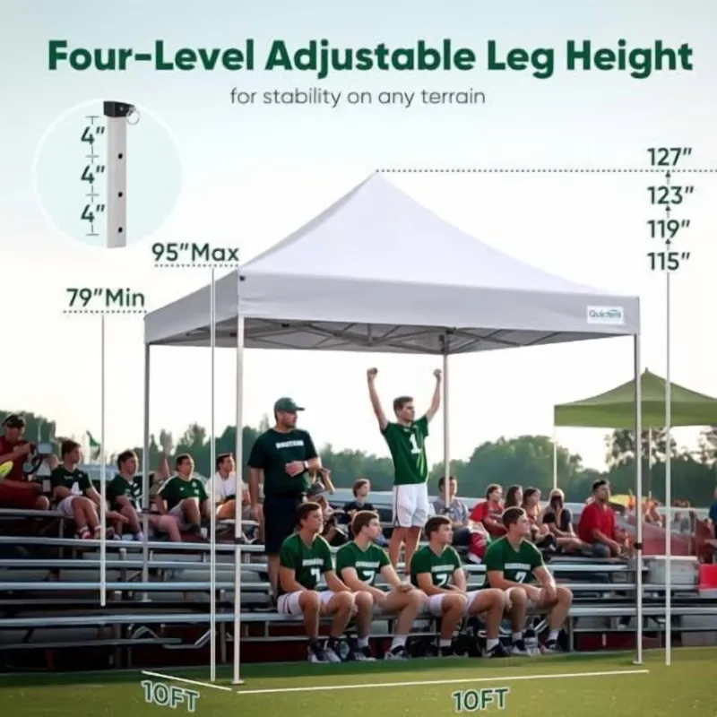 Photo 1 of 10x10 Heavy Duty Pop Up Canopy Tent- Easy up Outdoor Commercial Canopies, Waterproof, 11ft Interior Height, Easy Setup, Includes Sand Weight Bags and Wheeled Carry Bag
