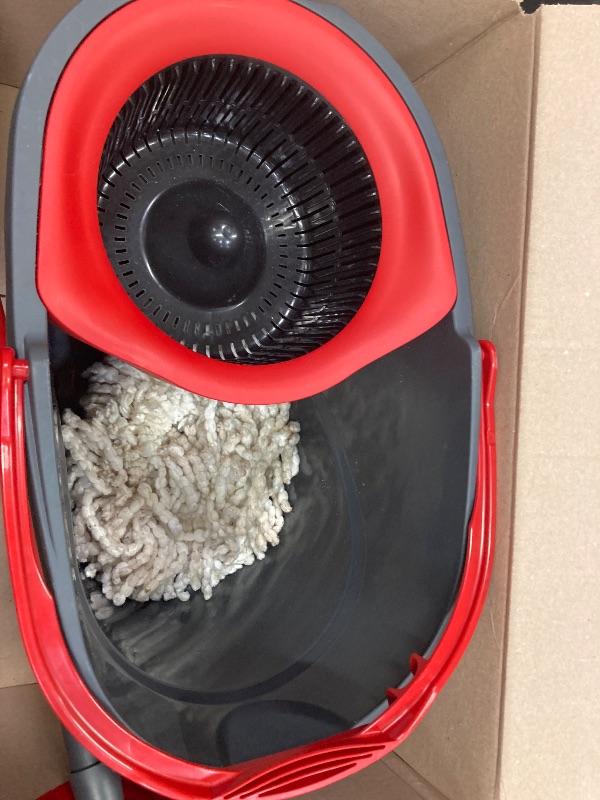 Photo 1 of   DIRTY  O-Cedar Easywring Microfiber Spin Mop & Bucket Floor Cleaning System with 3 Extra Refills
