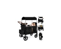 Photo 1 of ***IT ONLY HAS TWO RUBBERS
 Vomeast Wagon Stroller for 4 Kids, 3-in-1 Wagon Stroller with Canopy, 5-Point Harness, Adjustable Handlebars, Removable Seat for Toddlers, Black
