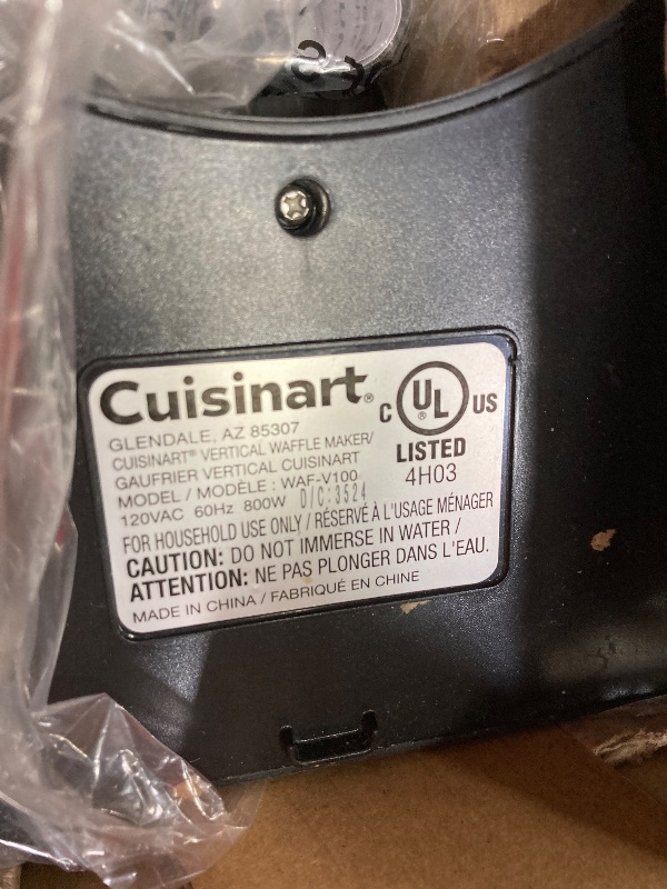 Photo 1 of **USED/NEEDS CLEANING**Cuisinart Belgian Waffle Maker, Vertical Iron, Silver, WAF-V100P1