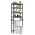 Photo 1 of Biemlerfn Over The Toilet Storage Shelf, 4-Tier Wooden Bathroom Organizer Adjustable Saver Space Rack with Toilet Paper Holder, Classic Black