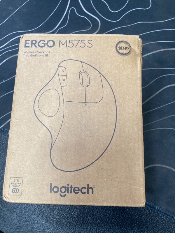 Photo 1 of Logitech Ergo M575S Wireless Trackball Mouse, Wireless Ergonomic Mouse with Bluetooth and Encrypted Dongle, Comfortable Thumb Control, Precise and Smooth Tracking, for PC/Mac - Off- White Silver Ball
