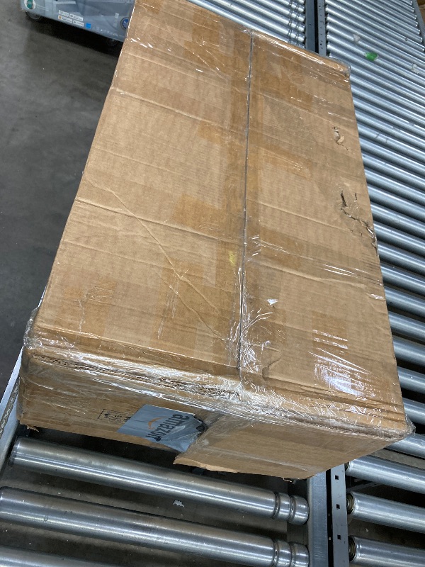 Photo 1 of LITTLE TREE 63" Rustic Oval Dining Table for 4-6, Sturdy MDF Farmhouse Kitchen Table with Metal Strip Base, for Living Room, Office, Restaurant, Multi-Use, Umber