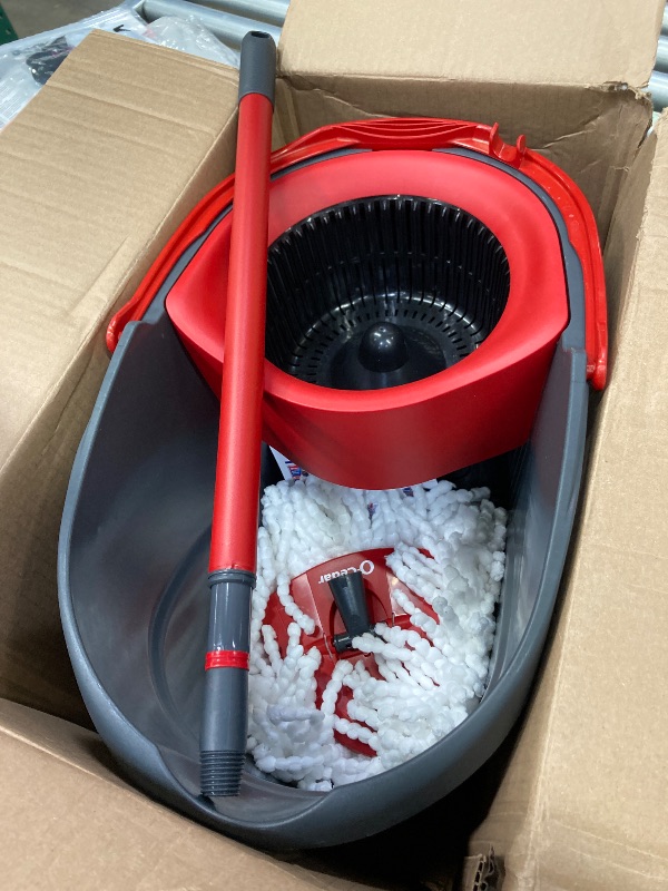 Photo 1 of ***(MISSING REFILL -SELLING AS IS ONLY)*** 
O-Cedar Easywring Microfiber Spin Mop & Bucket Floor Cleaning System Red / Gray

