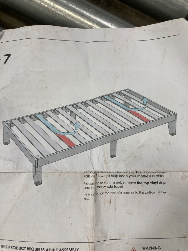 Photo 1 of ***(WOOD DAMAGE, CHIPS ALONG LEGS, BOX RIPPED/TORN)*** Mellow Naturalista Classic 12-Inch Solid Wood Platform Bed | Wooden Slats, No Box Spring Needed, Easy Assembly | Twin, 