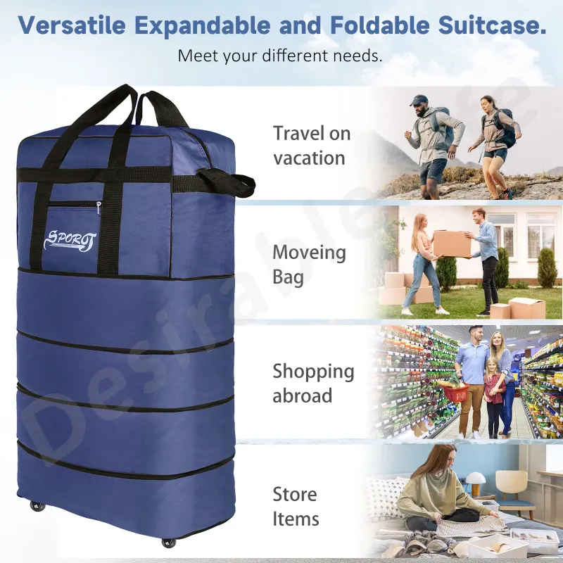Photo 1 of **NOT IN ORIGINAL PACKAGING**Desirable Life 40in 4 Layer Expandable Suitcase Bag Collapsible Rolling Wheeled Duffle Bag Large for Home Storage Cargo Travel Business Moving Luggage
